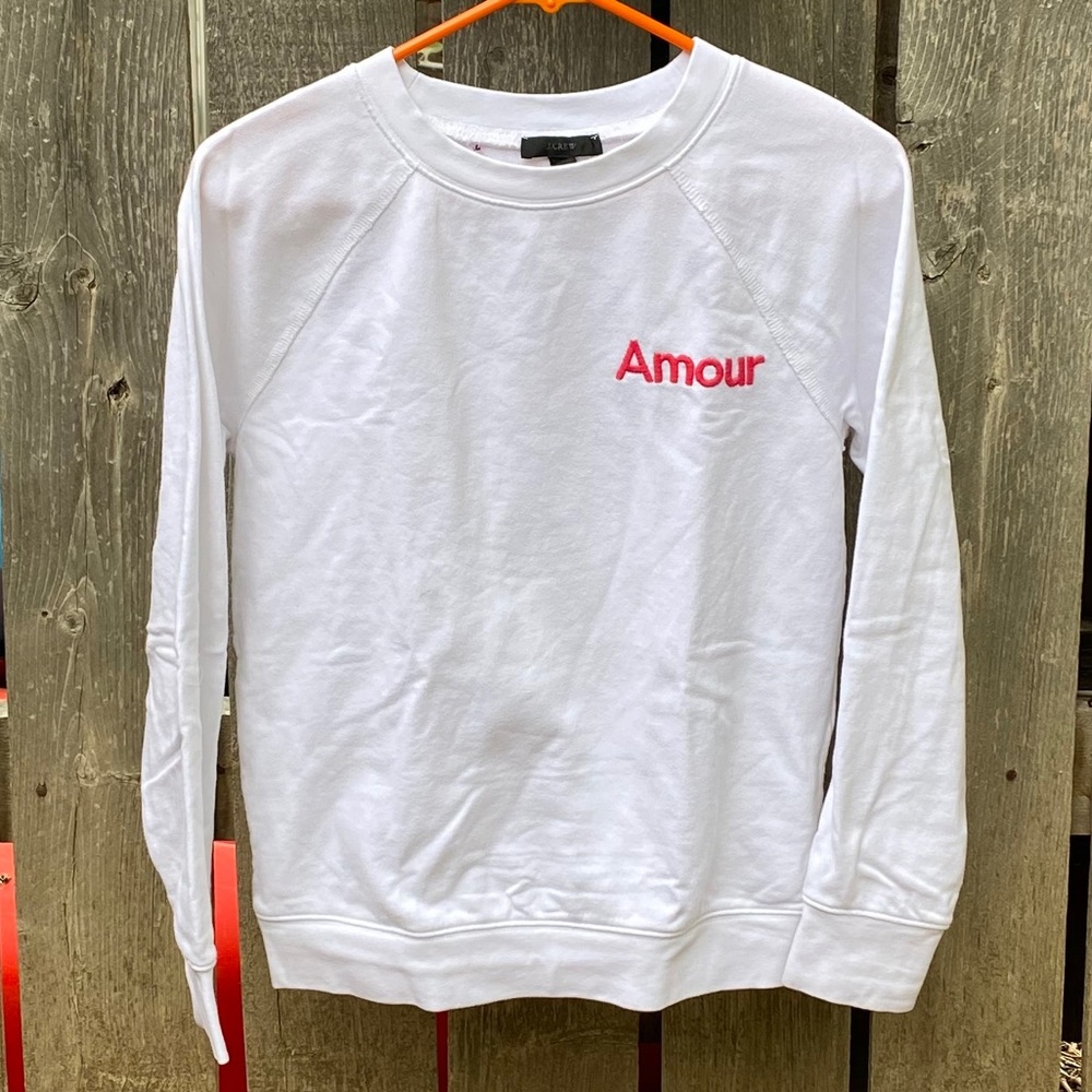 J.Crew Amour Crew Neck Sweater XS White/Pink